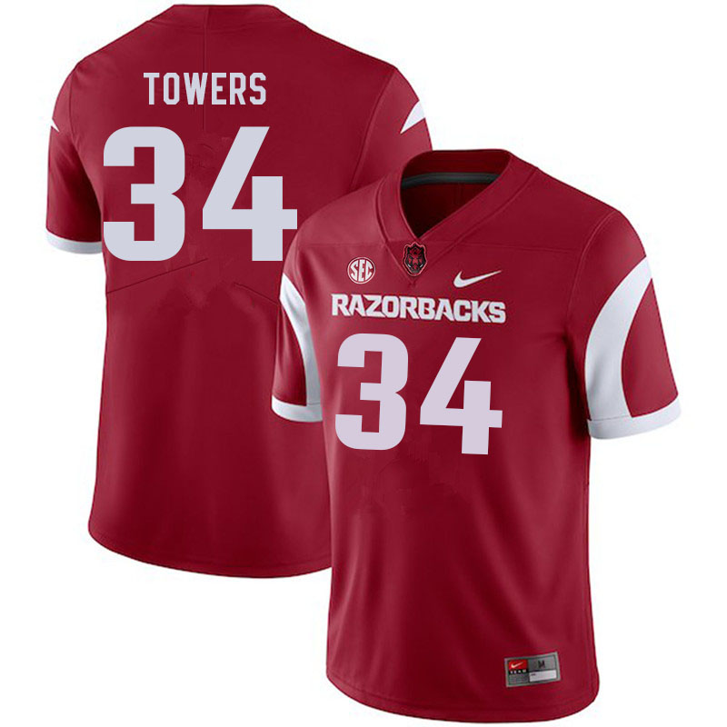 Men #34 J.T. Towers Arkansas Razorbacks College Football Jerseys Sale-Cardinal
